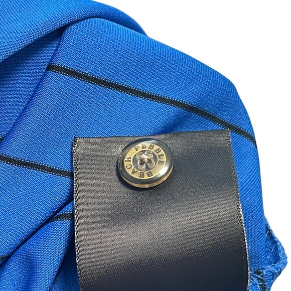 Pebble Beach Performance Golf Polo Mens Size M Royal Blue Striped Knit Preppy - Picture 8 of 10